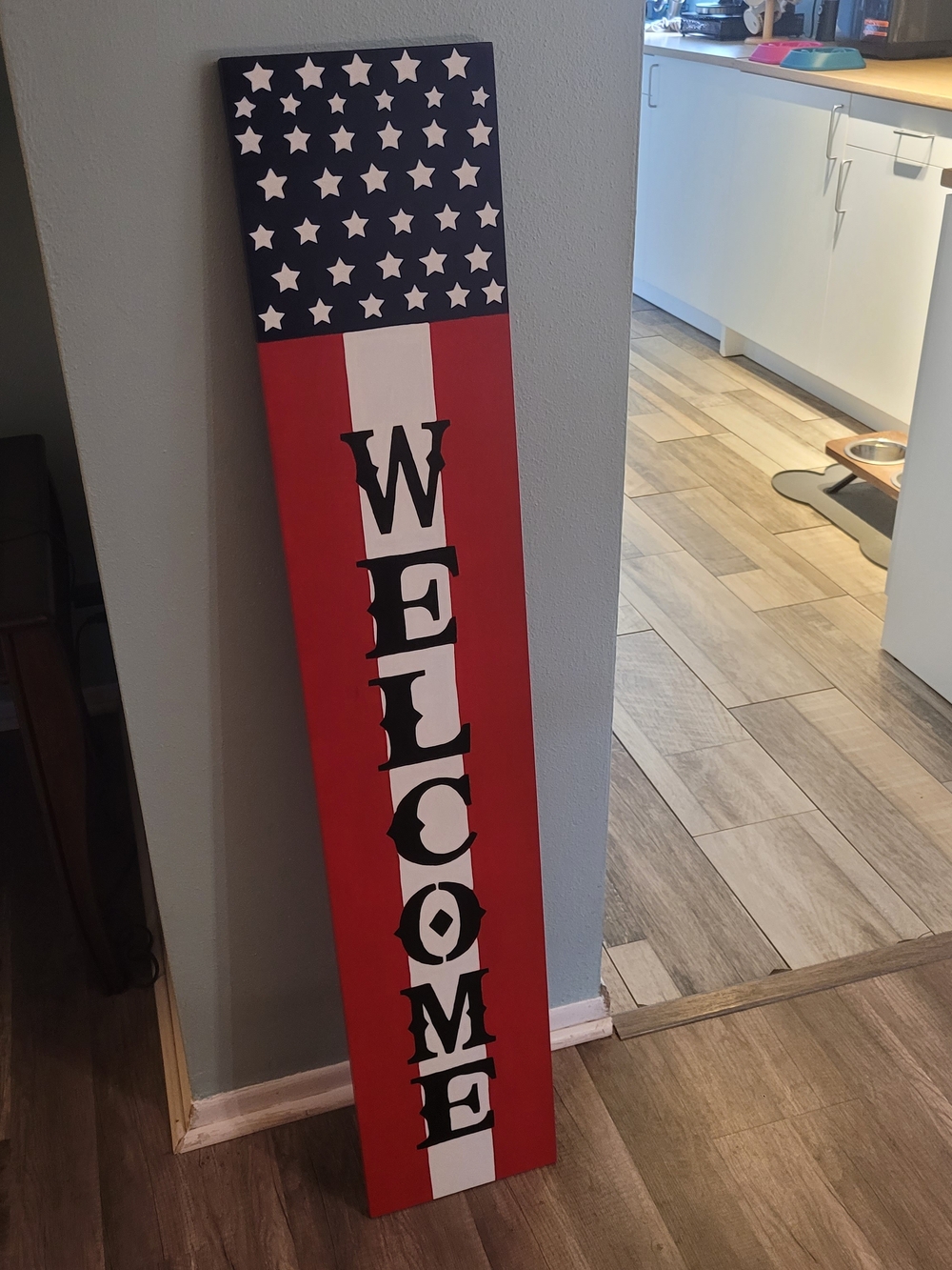 Hand Painted Patriotic Welcome Wooden Porch Sign